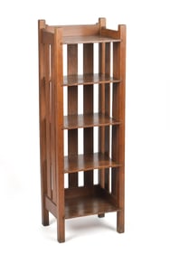 ANTIQUE STICKLEY ARTS & CRAFTS MAGAZINE STAND.