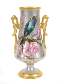 NARCISSE VIVIAN PLATINUM GROUND PORCELAIN VASE.