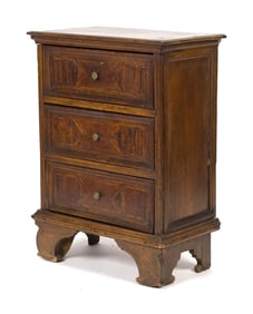 DIMINUTIVE 18TH C. ITALIAN INLAID WALNUT CHEST .