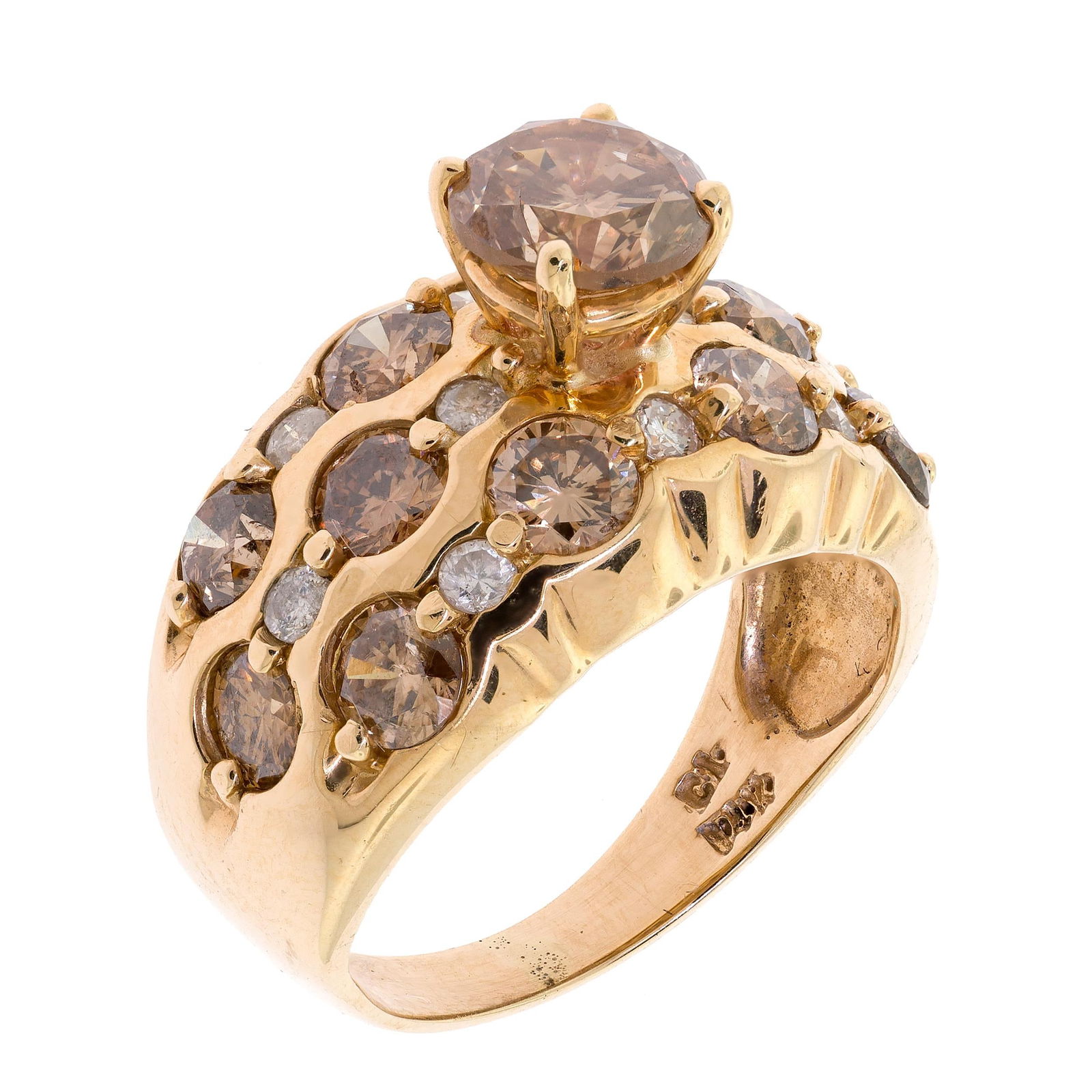 14K GOLD 3.0 CT. TW. BROWN DIAMOND RING. (1 of 12)