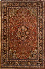 A VINTAGE ORIENTAL ROOM SIZE RUG.