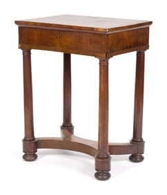 19TH C. FRENCH EMPIRE MAHOGANY LADIES WORK TABLE.