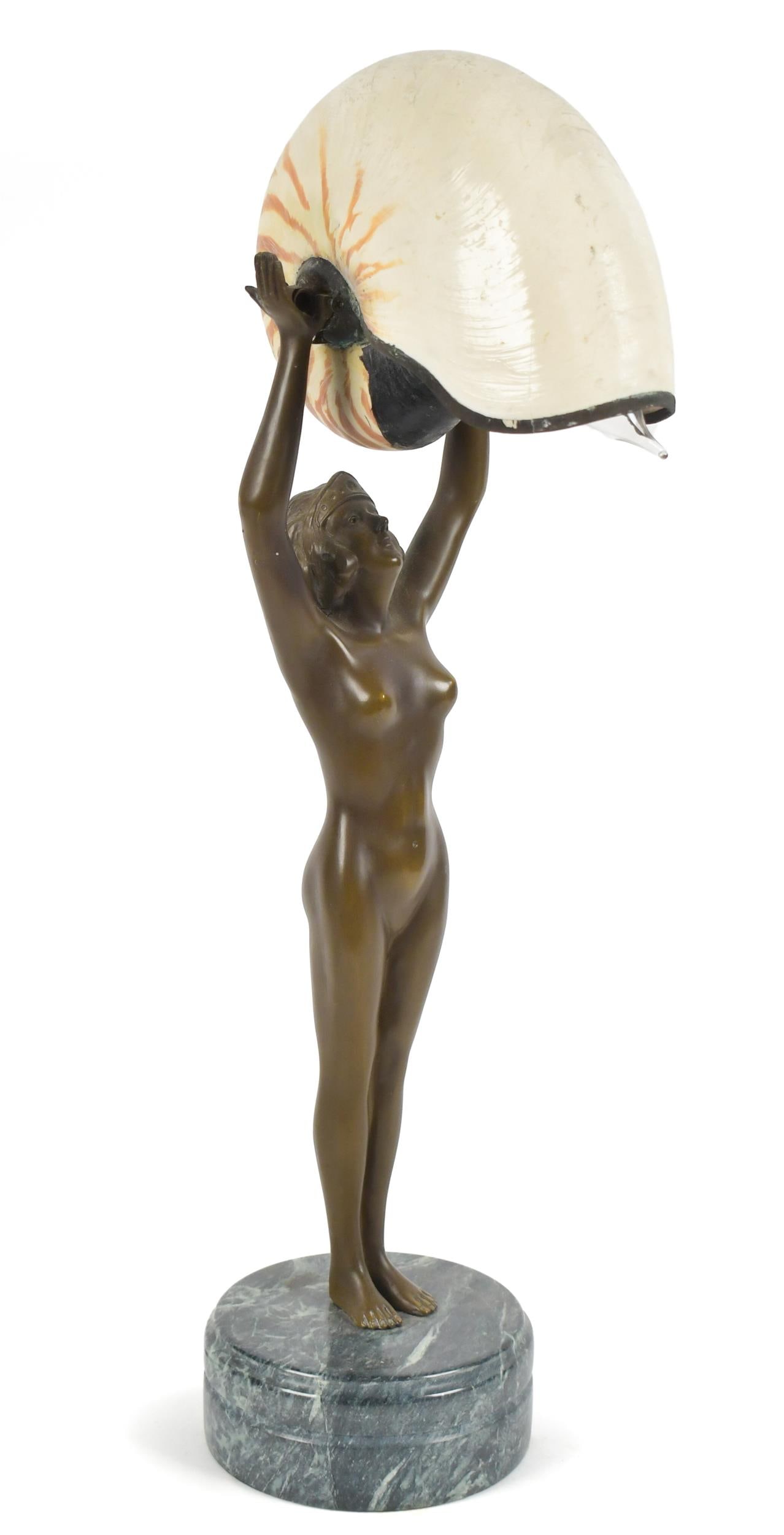 ART DECO BRONZE NAUTILUS LAMP. (1 of 7)