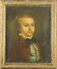 18TH C. ENGLISH SCHOOL OIL, PORTRAIT OF YOUNG BOY.