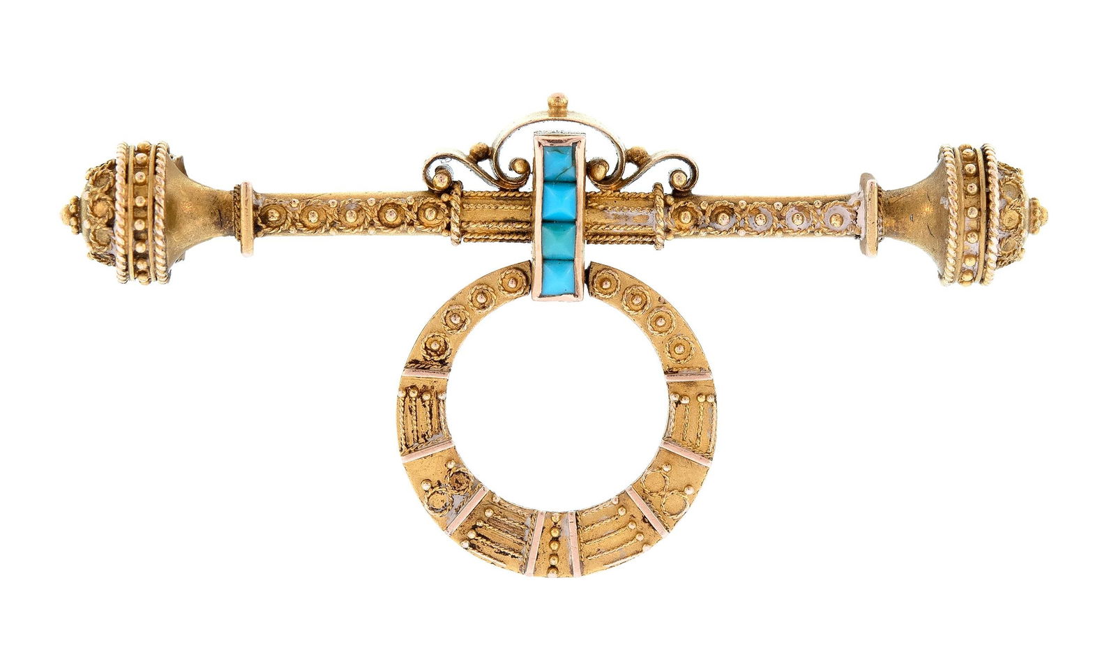 VICTORIAN 14K GOLD ETRUSCAN REVIVAL GRANULATED PIN. (1 of 6)