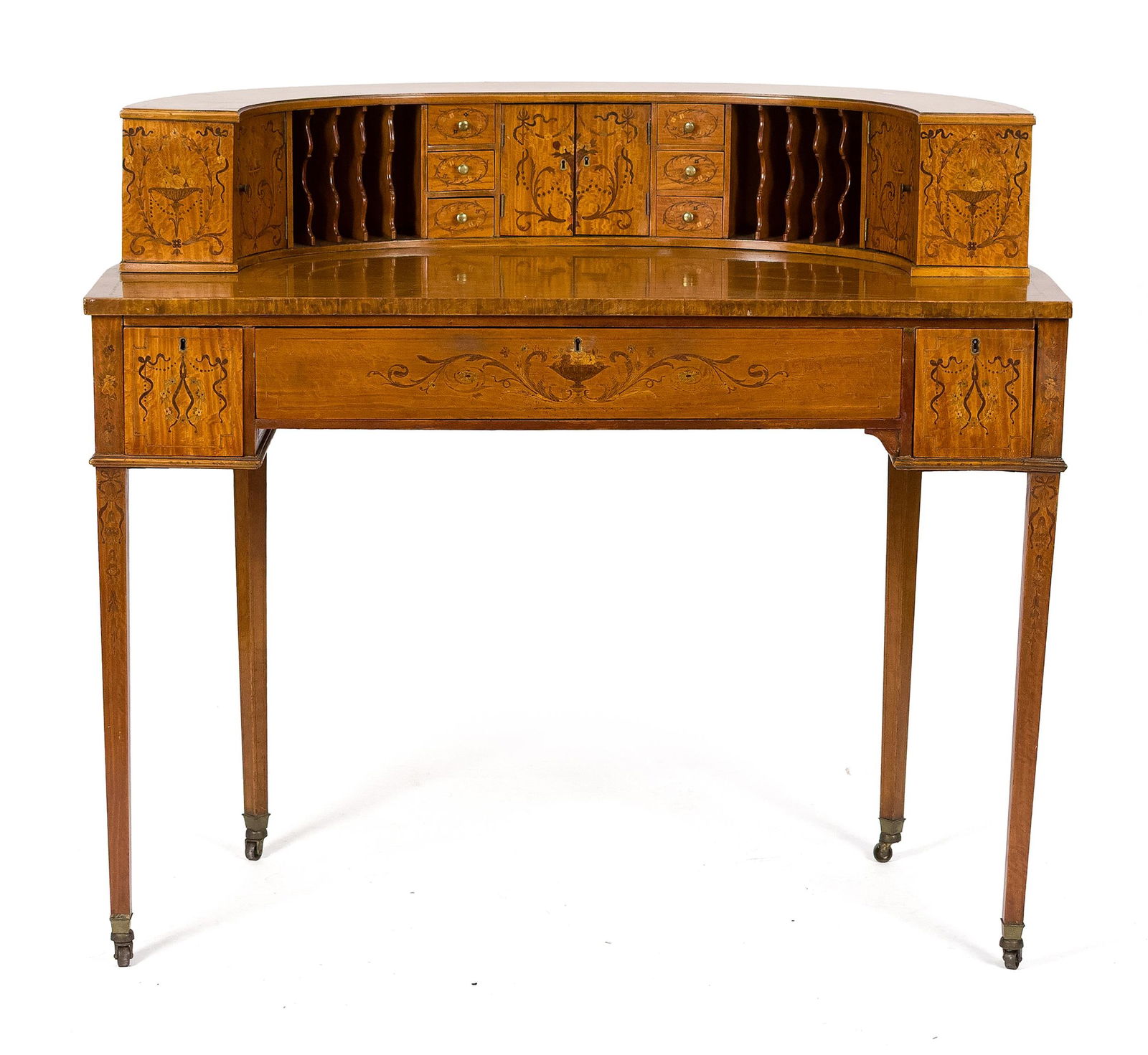 ANTIQUE EDWARDIAN SATINWOOD CARLETON HOUSE DESK. (1 of 12)