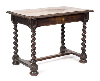 19TH C. ITALIAN WALNUT LIBRARY TABLE WITH DRAWER.
