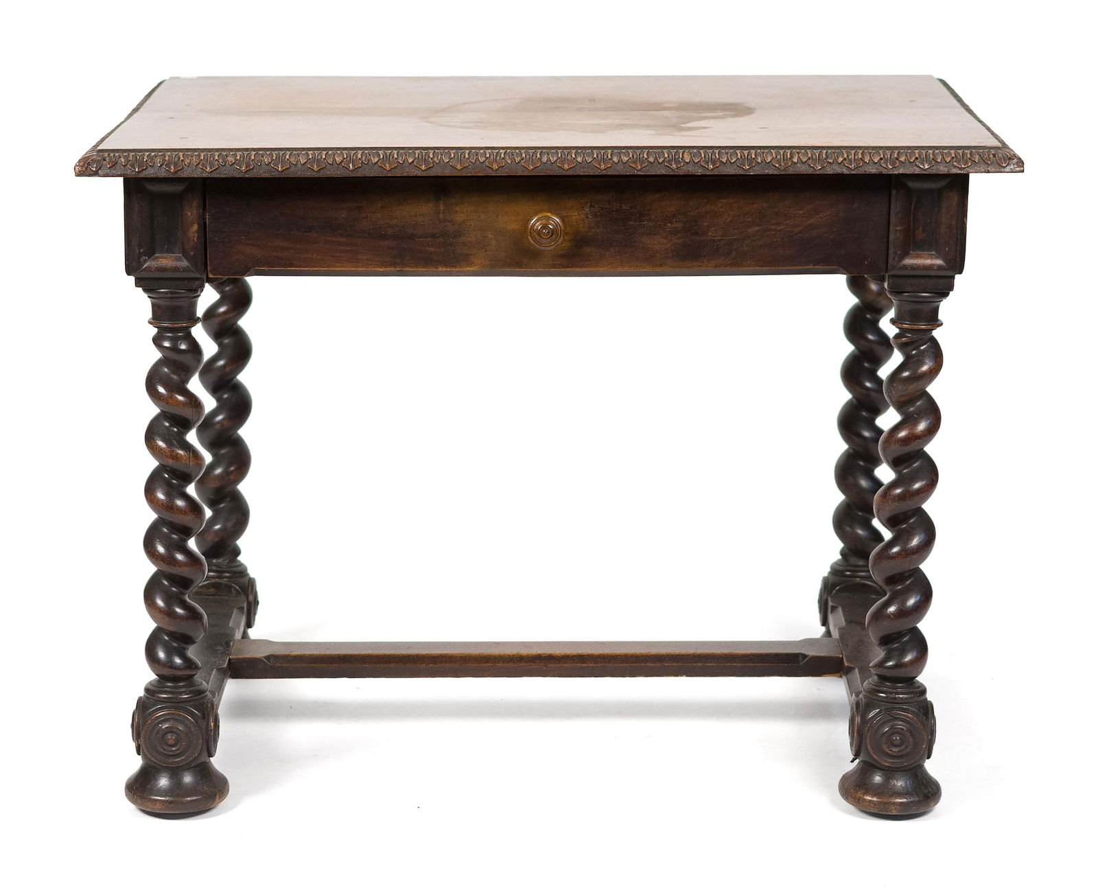19TH C. ITALIAN WALNUT LIBRARY TABLE WITH DRAWER. - 2