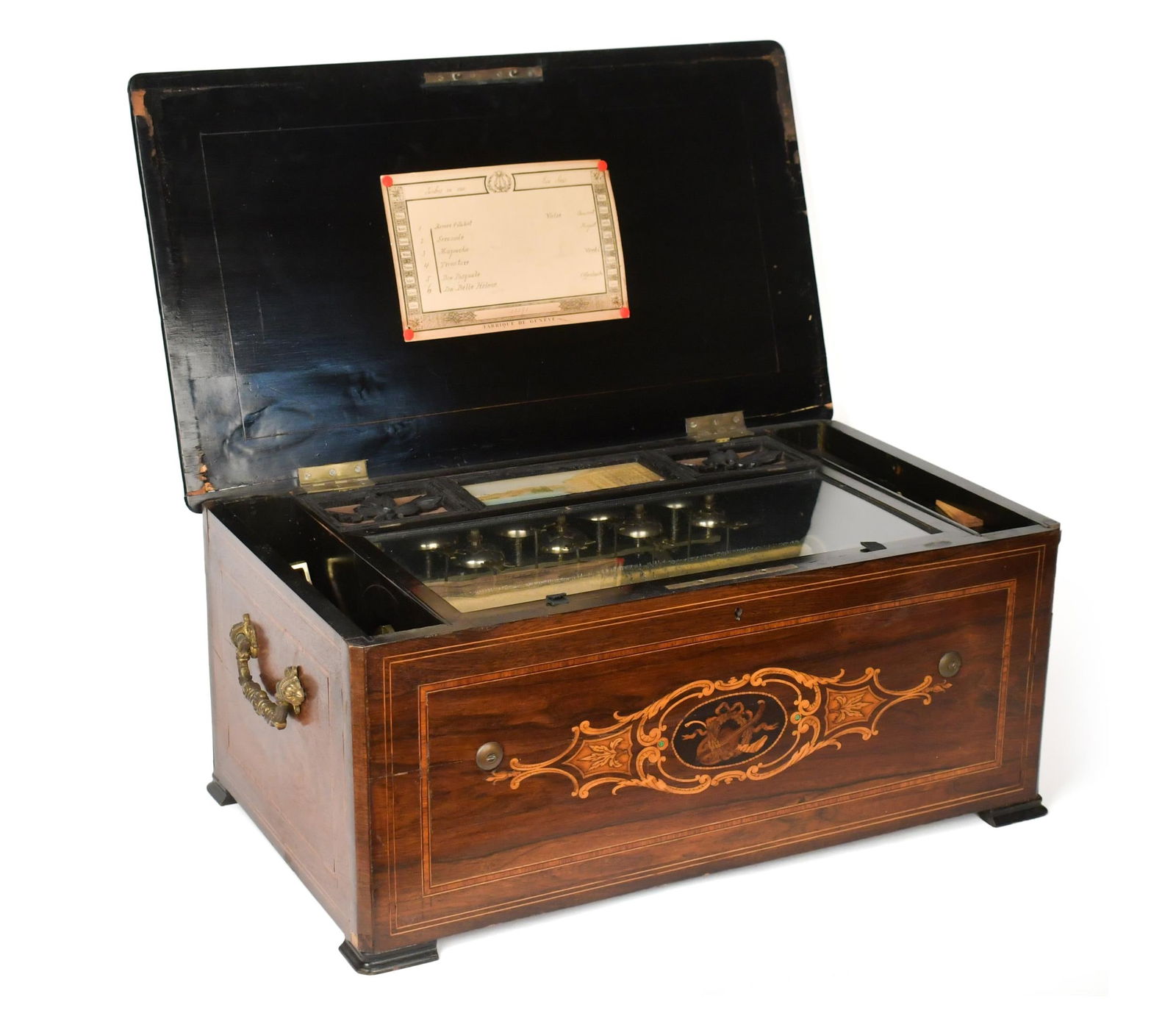 19TH C. SWISS INLAID CYLINDER ROLL MUSIC BOX. (1 of 15)