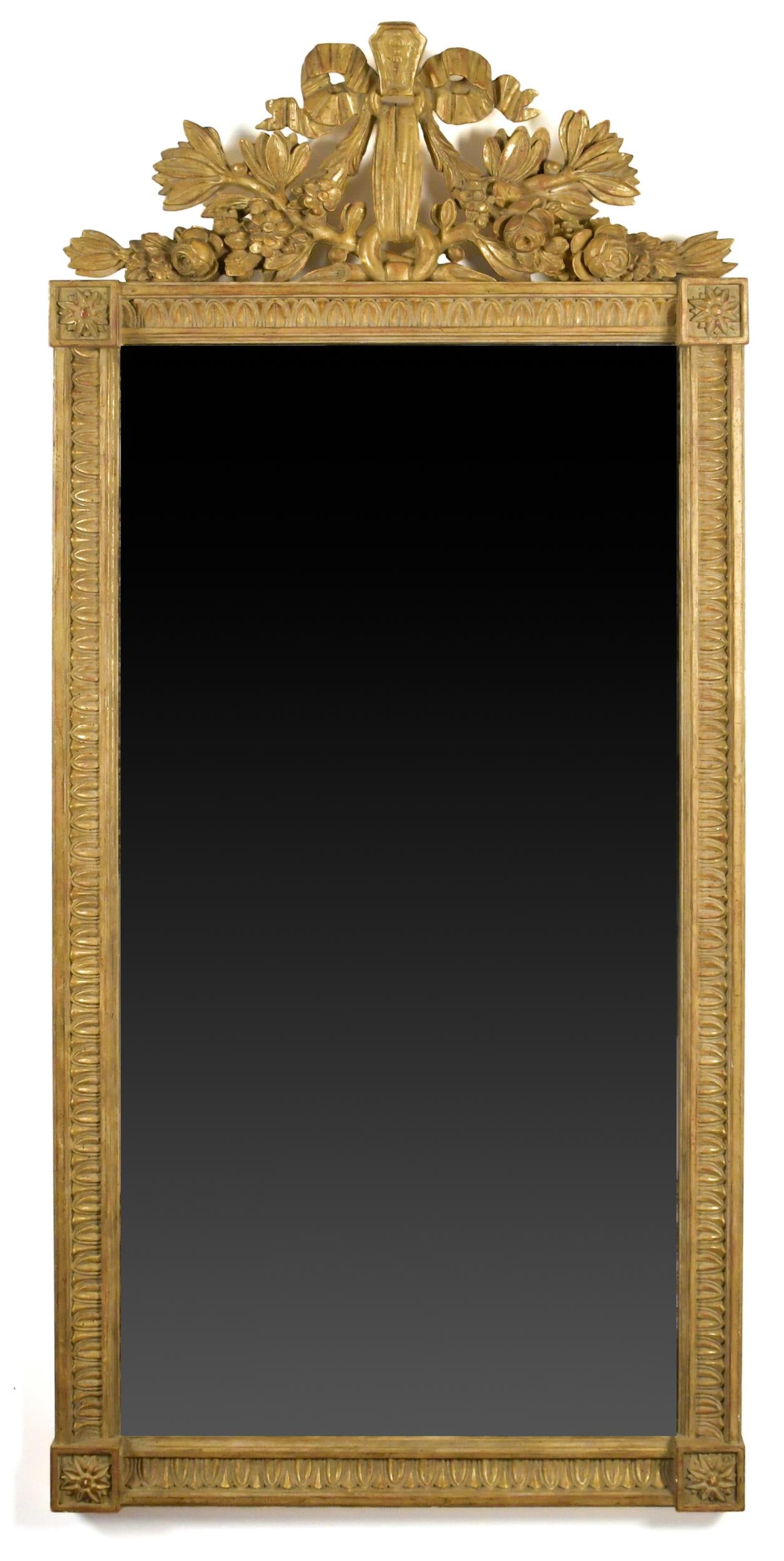 ANTIQUE GILT FRENCH WALL MIRROR. (1 of 6)