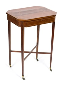 19TH C. ENGLISH LIFT TOP WORK STAND.