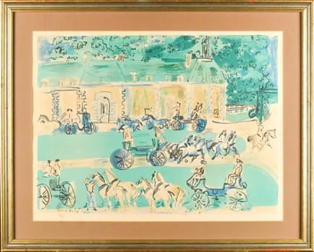 RAOUL DUFY LITHOGRAPH, CHATEAU ET CHEVAUX.