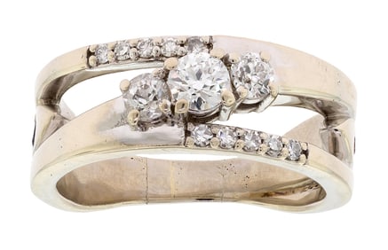 14K GOLD CUSTOM DIAMOND BAND W/AMETHYST & TOPAZ.