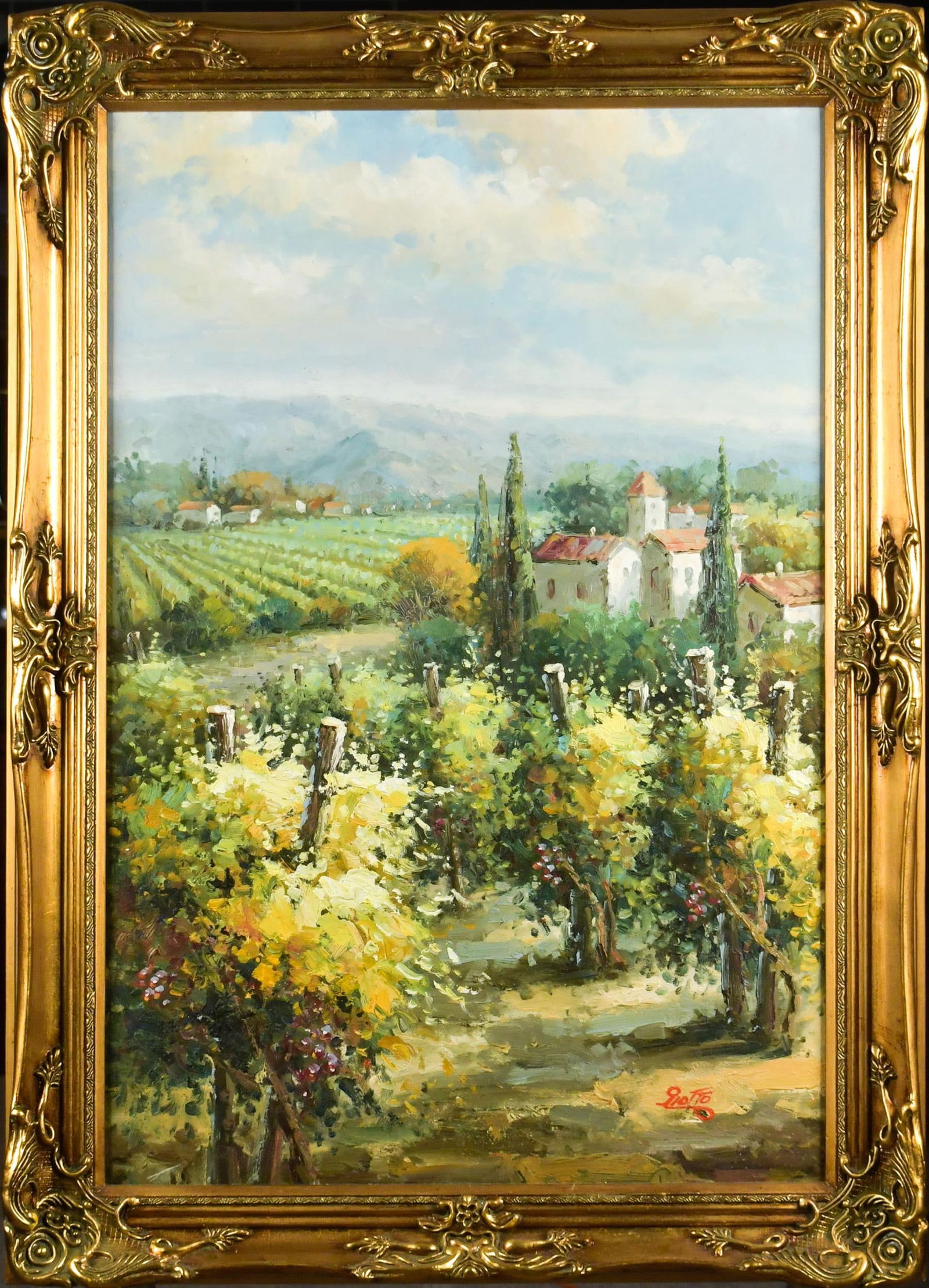20TH C. ITALIAN OIL, TUSCAN LANDSCAPE. (1 of 10)