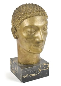 ART DECO BRONZE SCULPTURE, HEAD OF MAN.