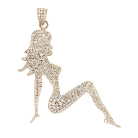 10K GOLD PAVE DIAMOND NUDE PENDANT.