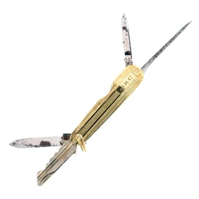 ENGLISH ANTIQUE 14K GOLD POCKET KNIFE & KEY.