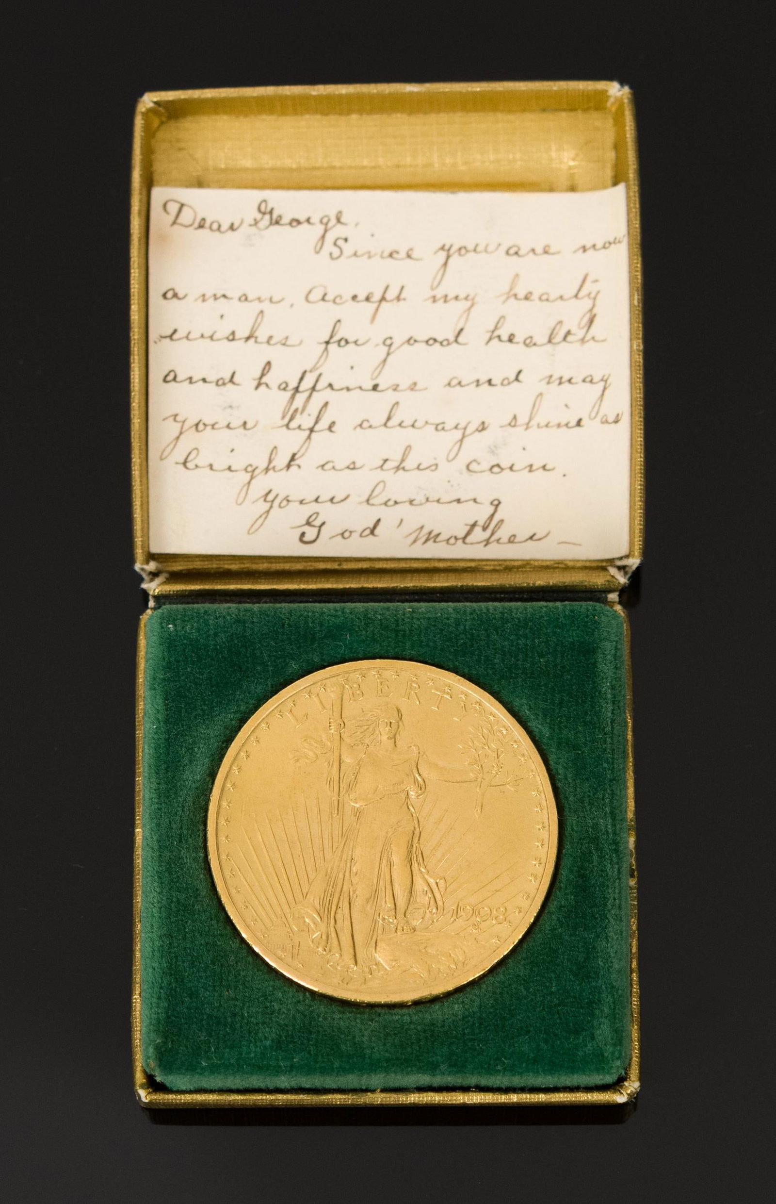 1908 ST. GAUDENS DOUBLE EAGELE $20 GOLD COIN. - 3