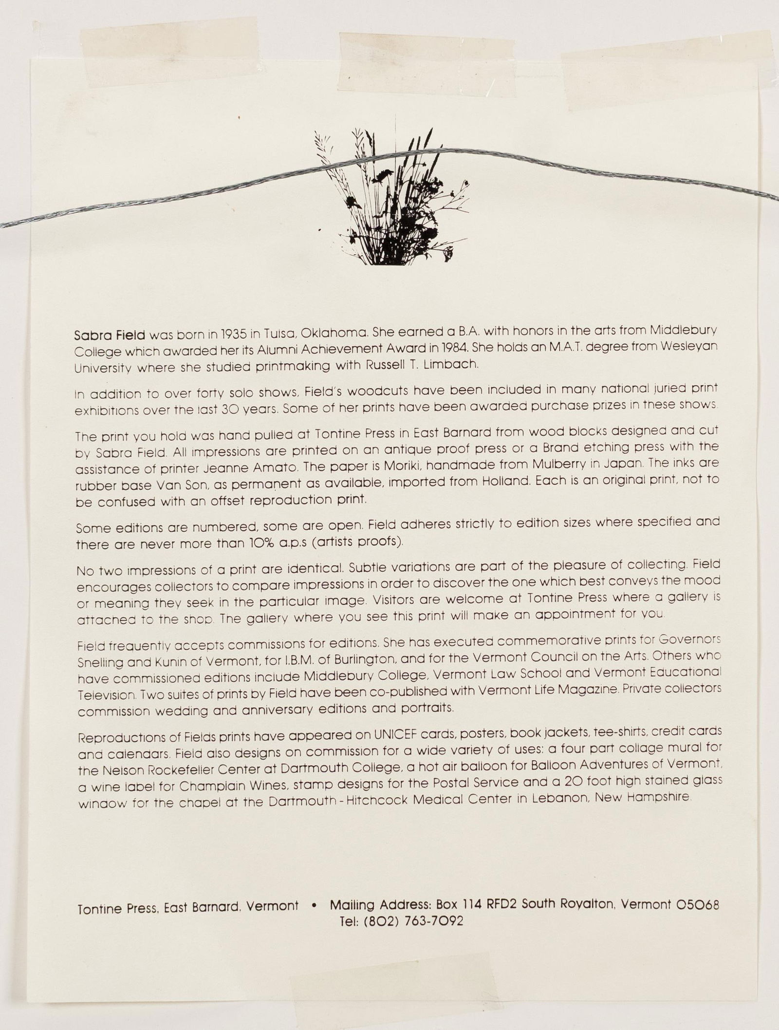 SABRA FIELD WOODBLOCK PRINT, WINDROWS. - 10