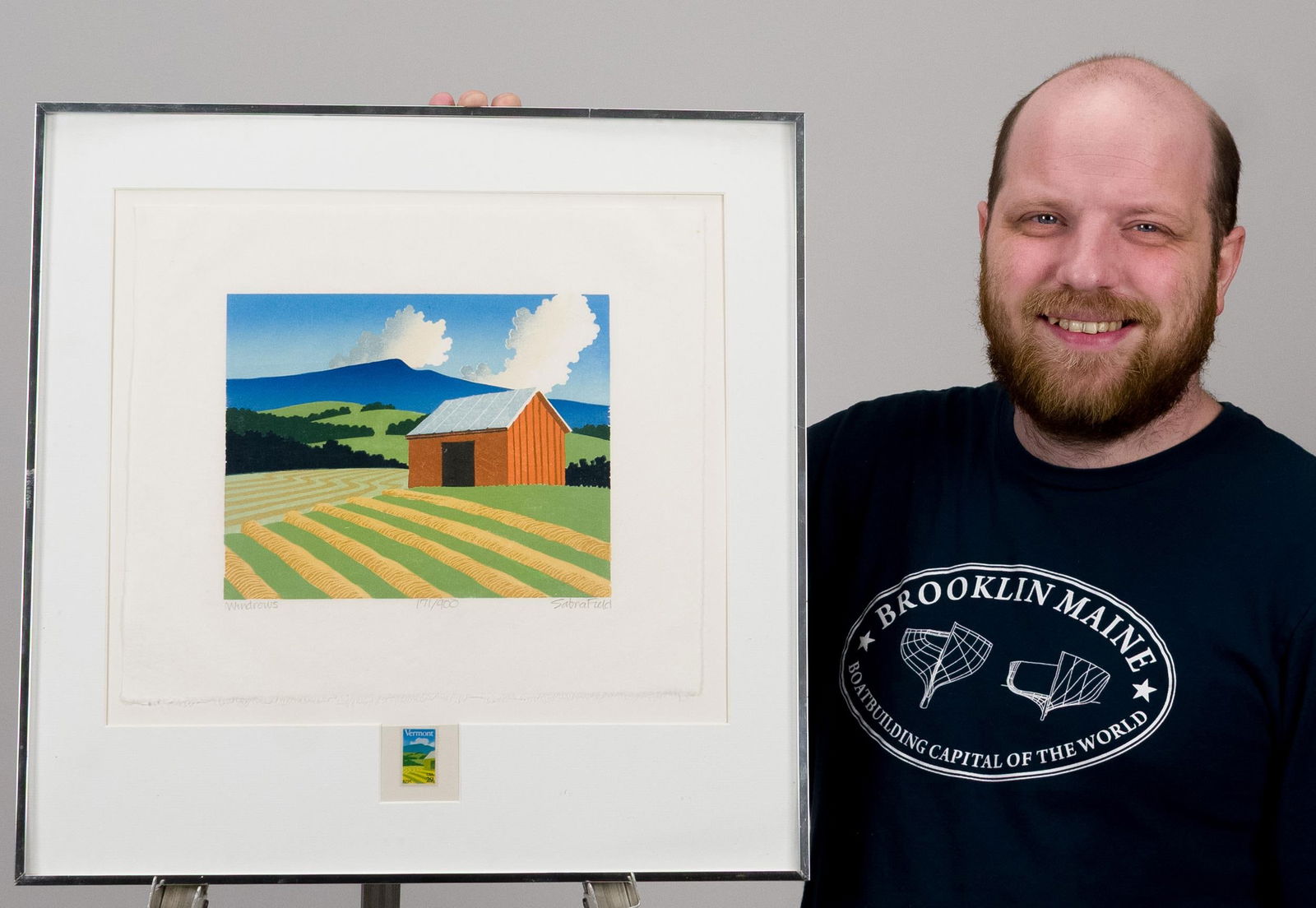 SABRA FIELD WOODBLOCK PRINT, WINDROWS. - 11