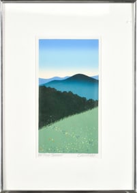 SABRA FIELD WOODBLOCK PRINT, HILL FARM SUMMER.