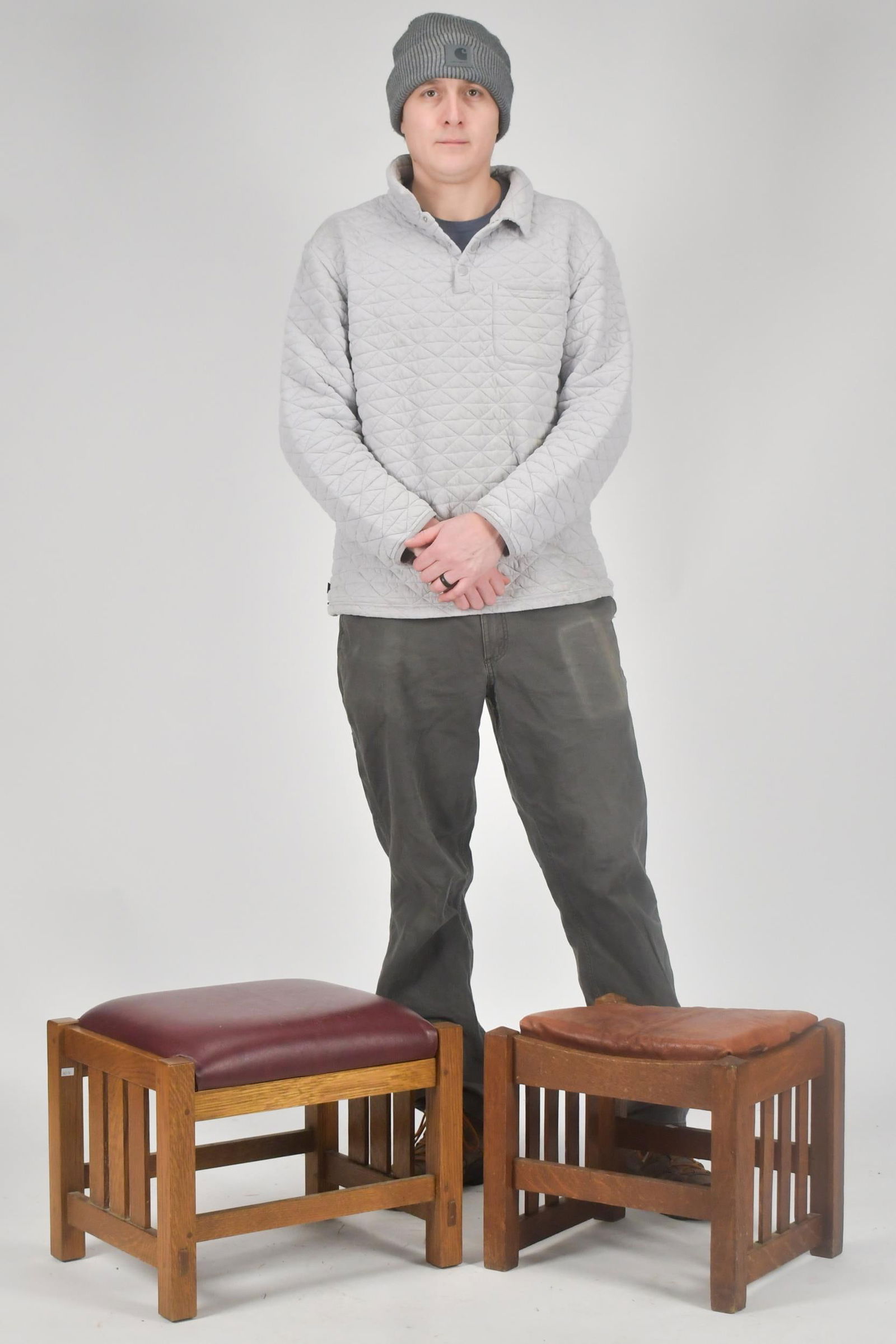 TWO ARTS & CRAFTS OTTOMANS. - 9