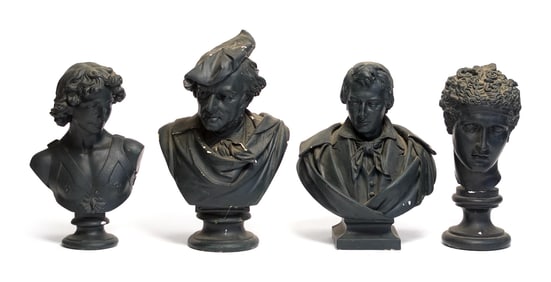FOUR ANTIQUE PLASTER BUSTS.