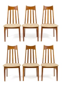 SIX VINTAGE DANISH TEAK DINING CHAIRS