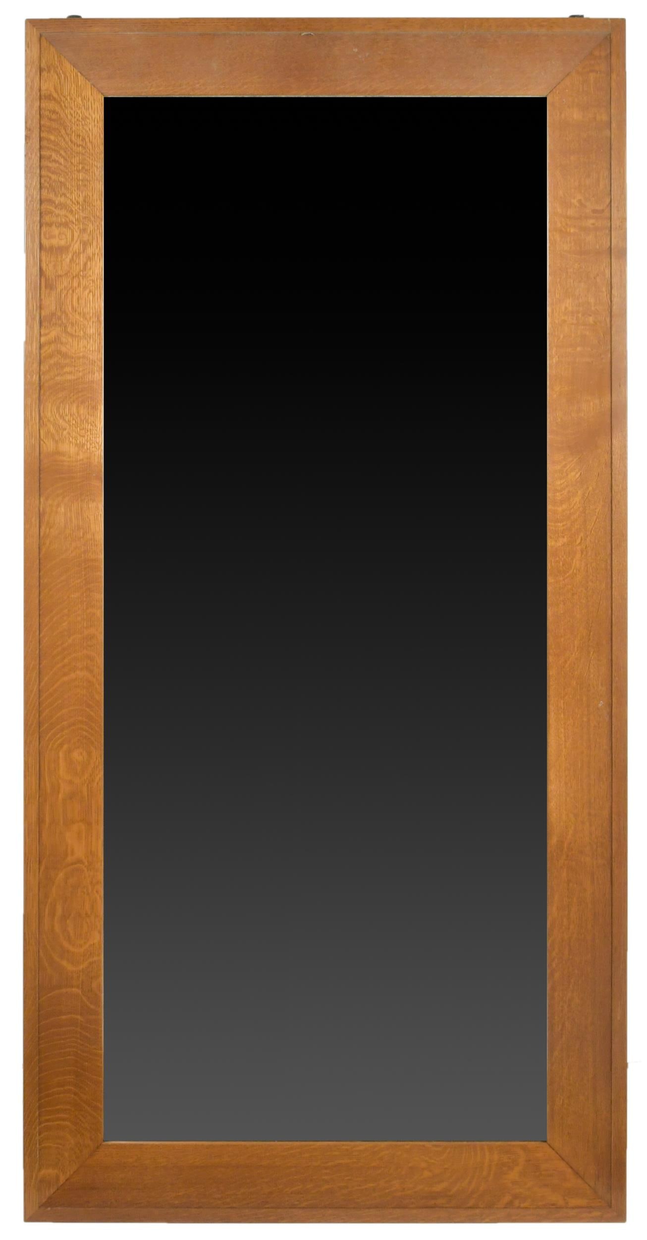 LARGE 20TH C. STICKLEY ARTS & CRAFTS WALL MIRROR.: A 20th C. Stickley (Manlius, NY) Mission oak wall hanging mirror,76”H x 38”W.