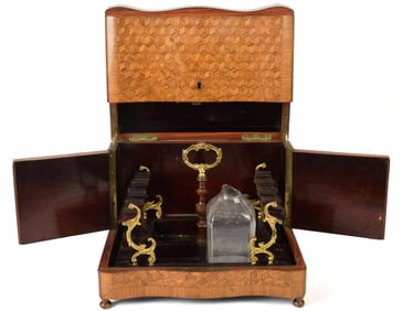 19TH C. PARQUETRY INLAID TANTALUS.