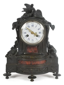 19TH C. E. MIGNOT FRENCH BRONZE MANTLE CLOCK.
