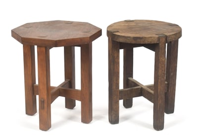 STICKLEY ARTS & CRAFTS OAK STAND AND OTHER, 2PCS