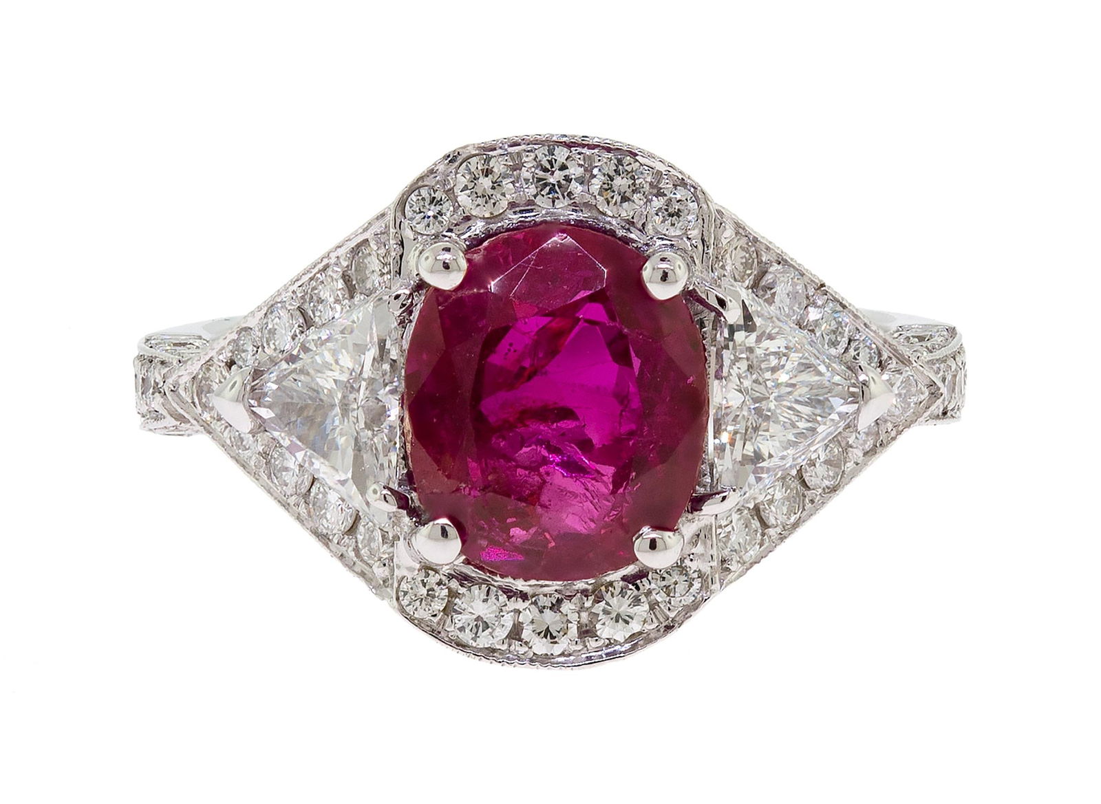 2.75 CT. NATURAL BURMA RUBY & DIAMOND RING. (1 of 2)