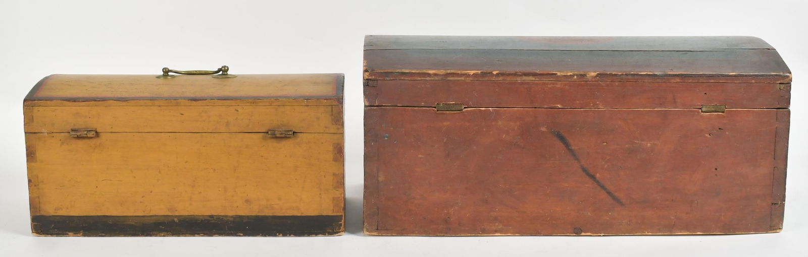 TWO 18TH C. PAINT DECORATED DOME TOP BOXES. - 12
