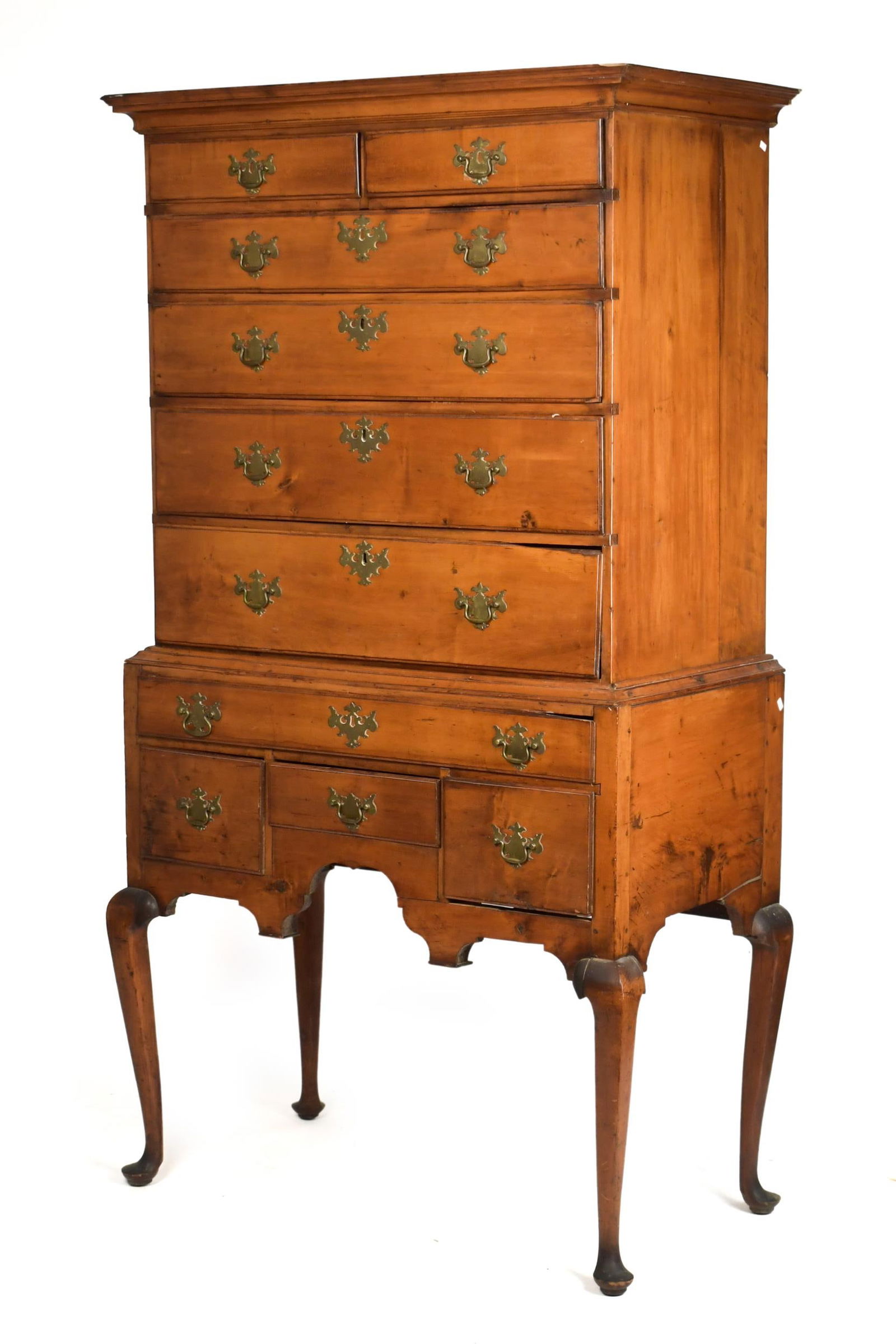 18TH C. NE QUEEN ANNE MAPLE HIGHBOY. (1 of 16)