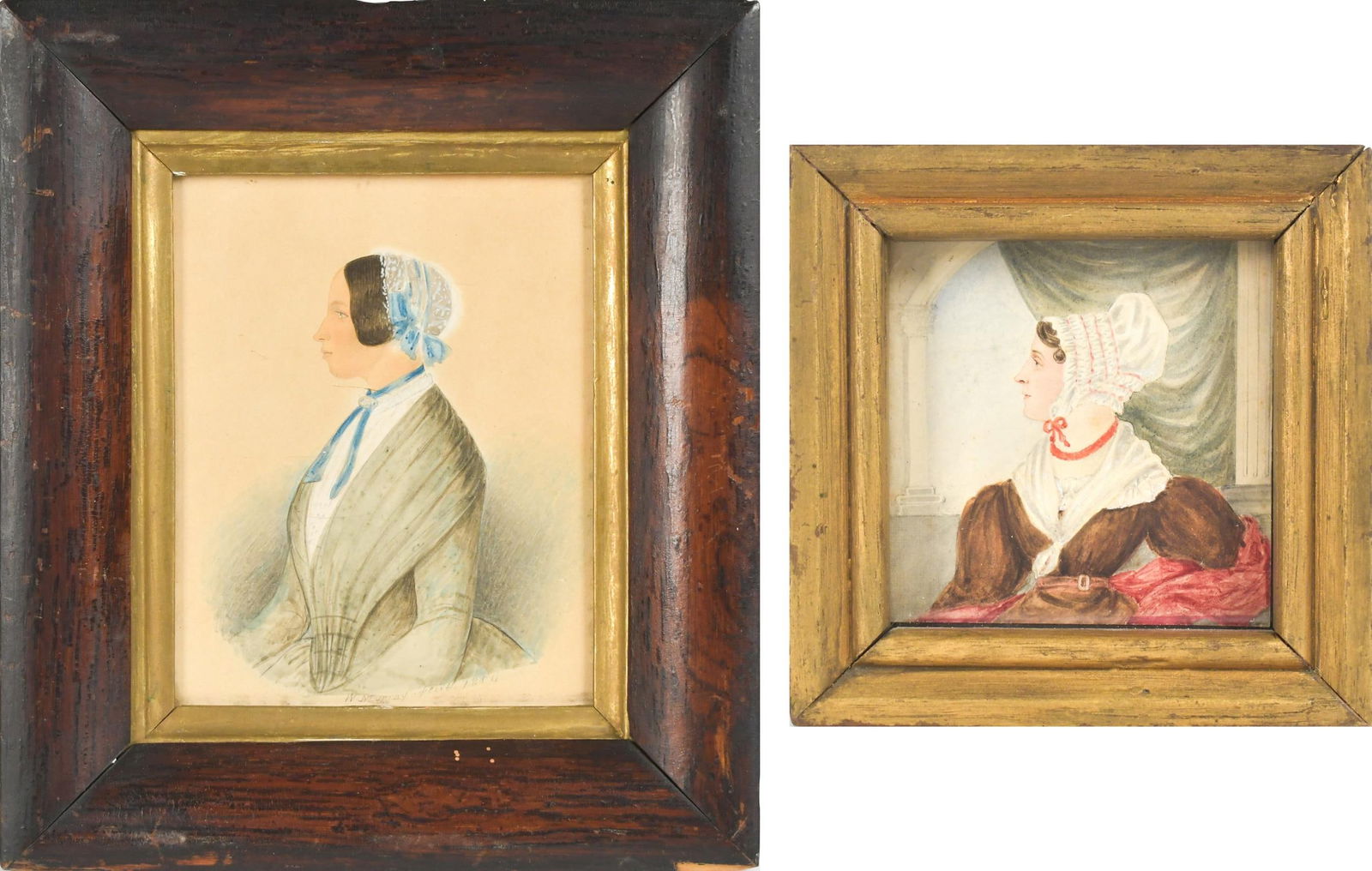 TWO 19TH C. MINIATURE PORTRAIT PAINTINGS. (1 of 16)