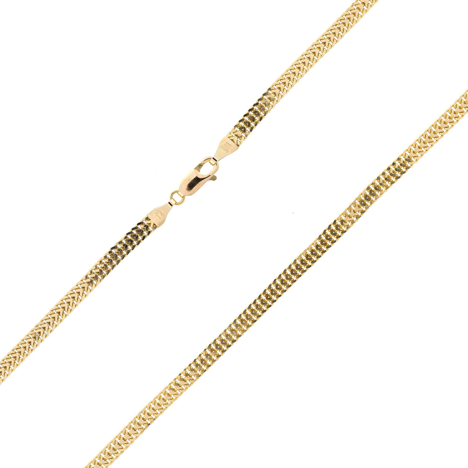 14K GOLD DUAL-TEXTURED FLAT CHAIN NECKLACE. (1 of 1)
