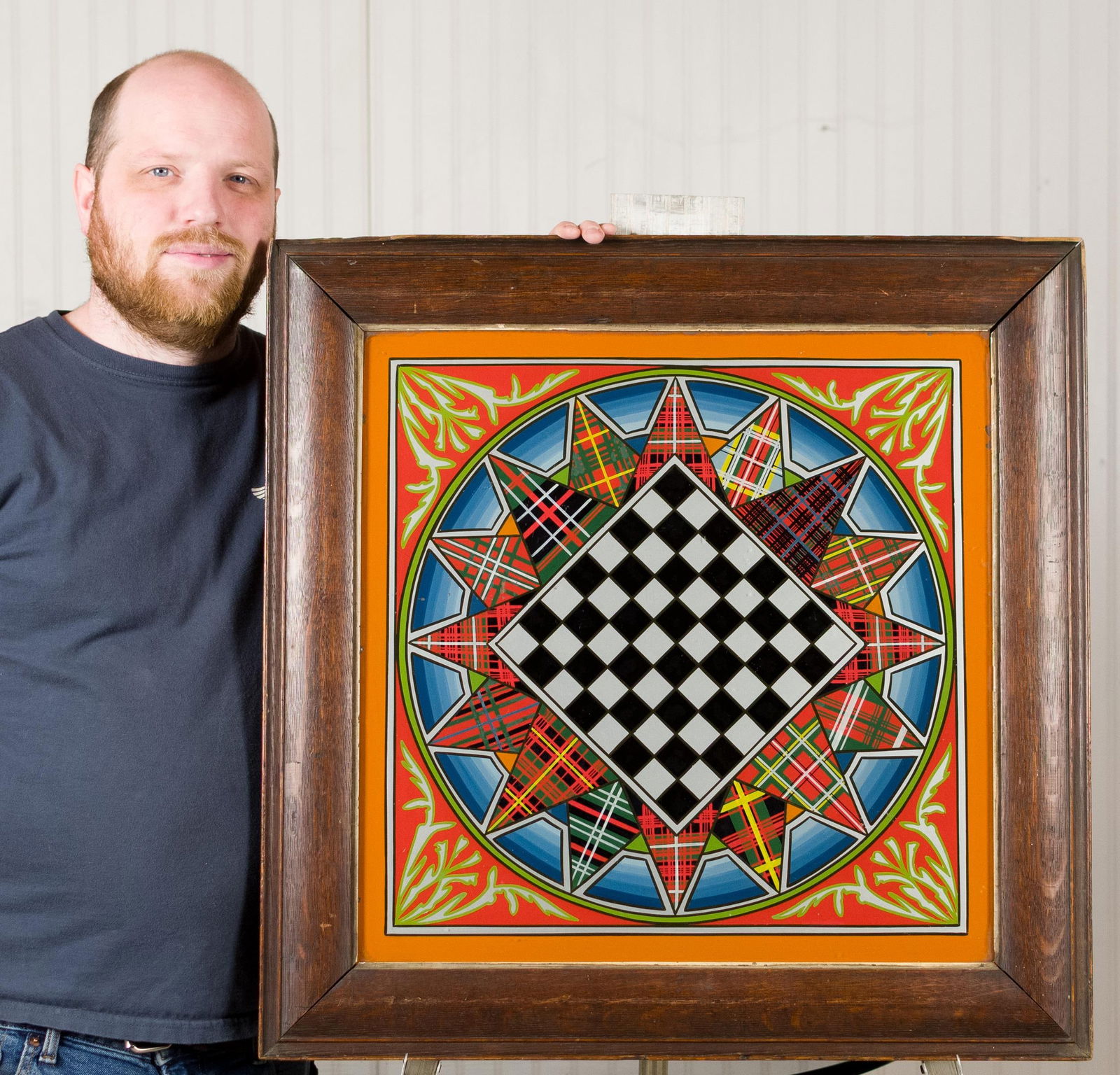 TWO ANTIQUE REVERSE PAINTED GAME BOARDS. - 18