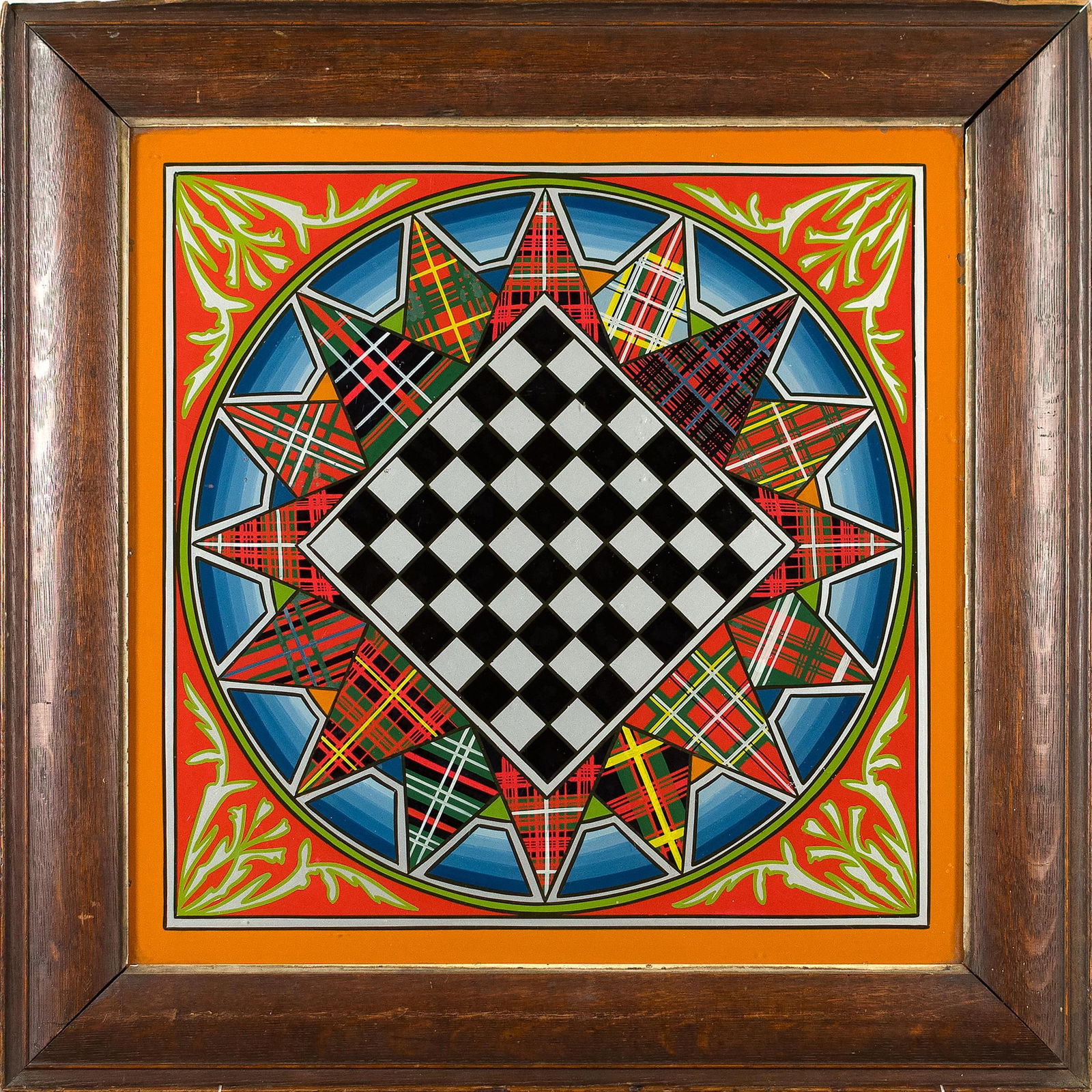 TWO ANTIQUE REVERSE PAINTED GAME BOARDS. - 4