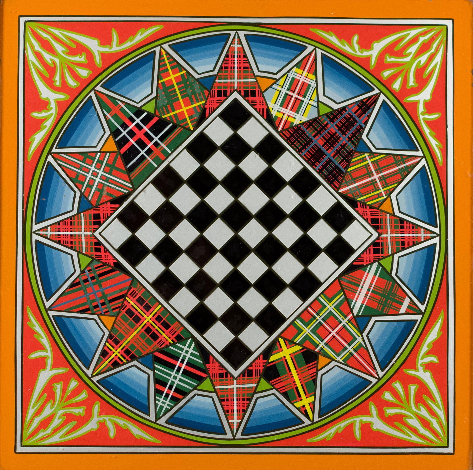 TWO ANTIQUE REVERSE PAINTED GAME BOARDS. - 5