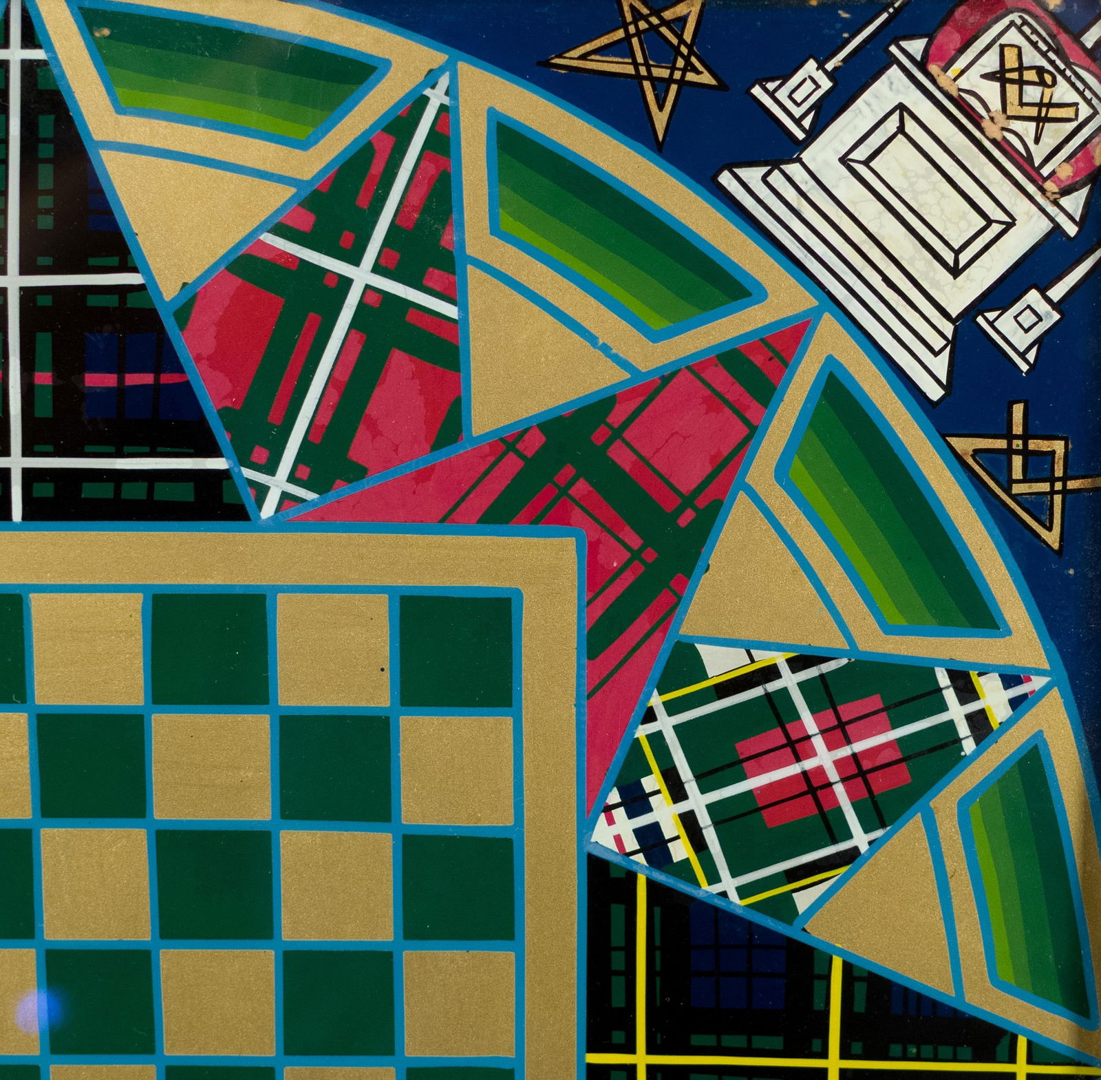 TWO ANTIQUE REVERSE PAINTED GAME BOARDS. - 7