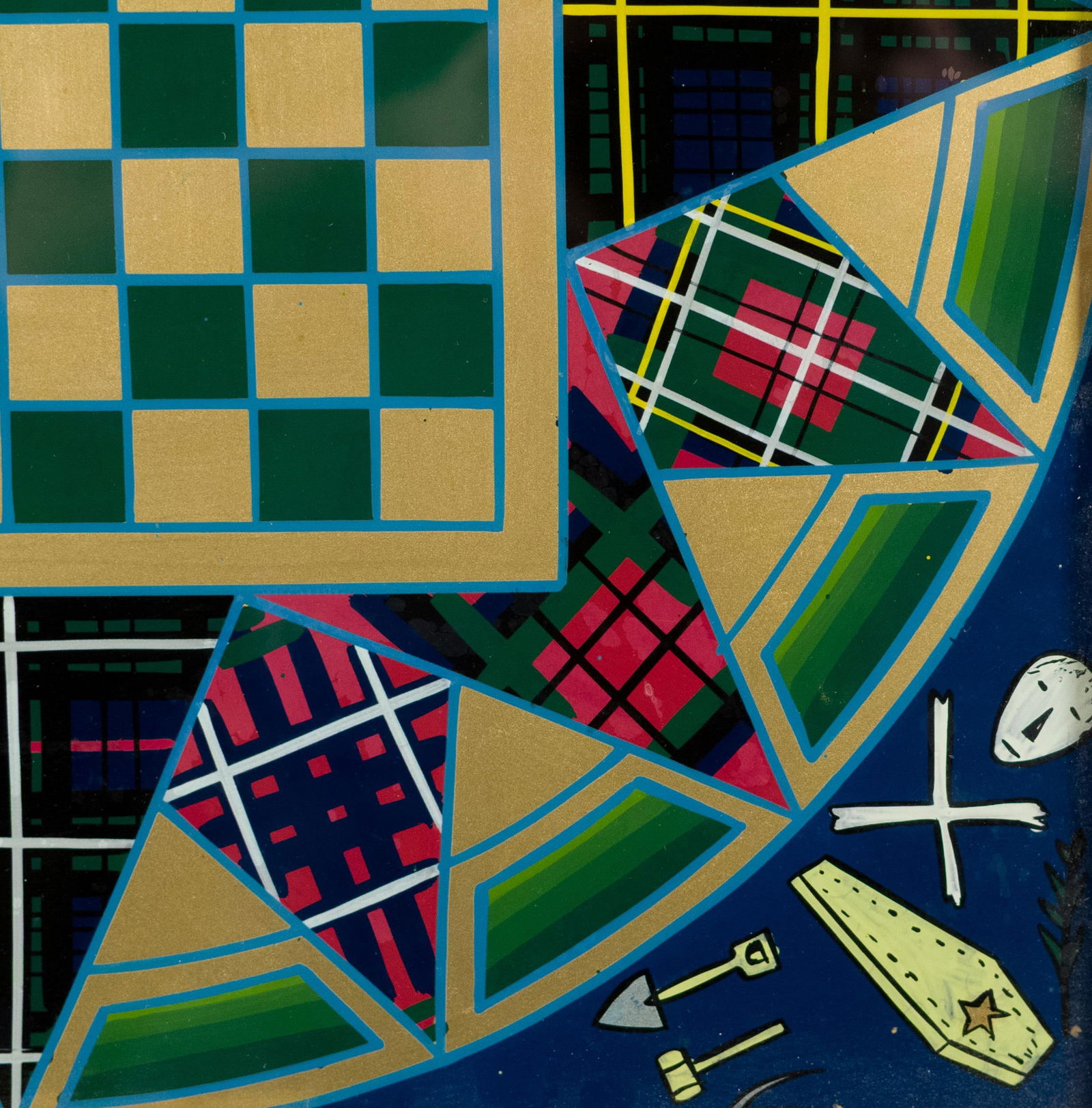 TWO ANTIQUE REVERSE PAINTED GAME BOARDS. - 9