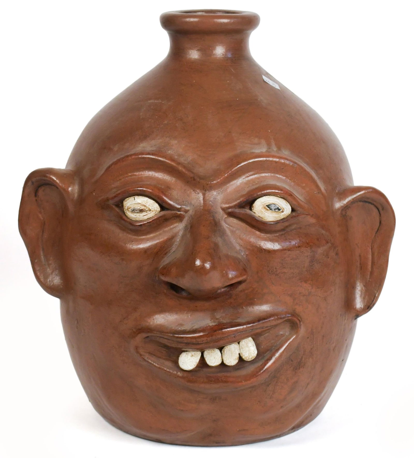VINTAGE REDWARE GROTESQUE FACE JUG. (1 of 1)