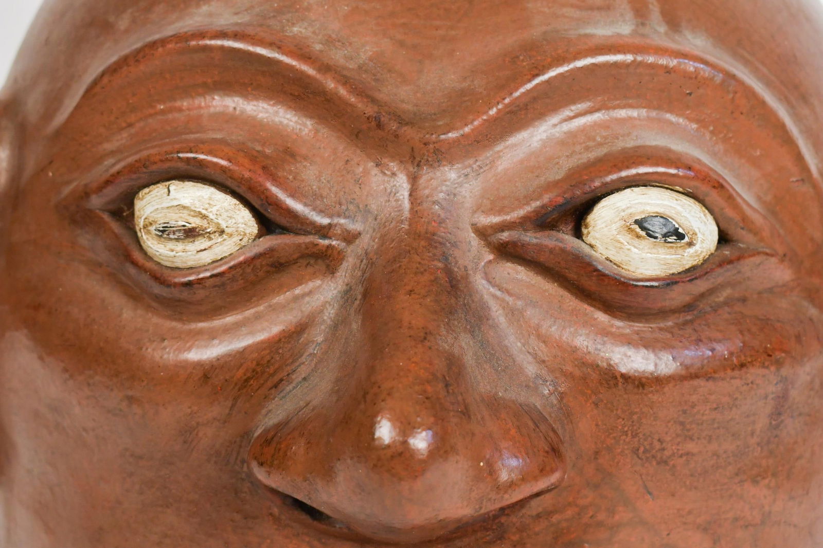 VINTAGE REDWARE GROTESQUE FACE JUG. - 2