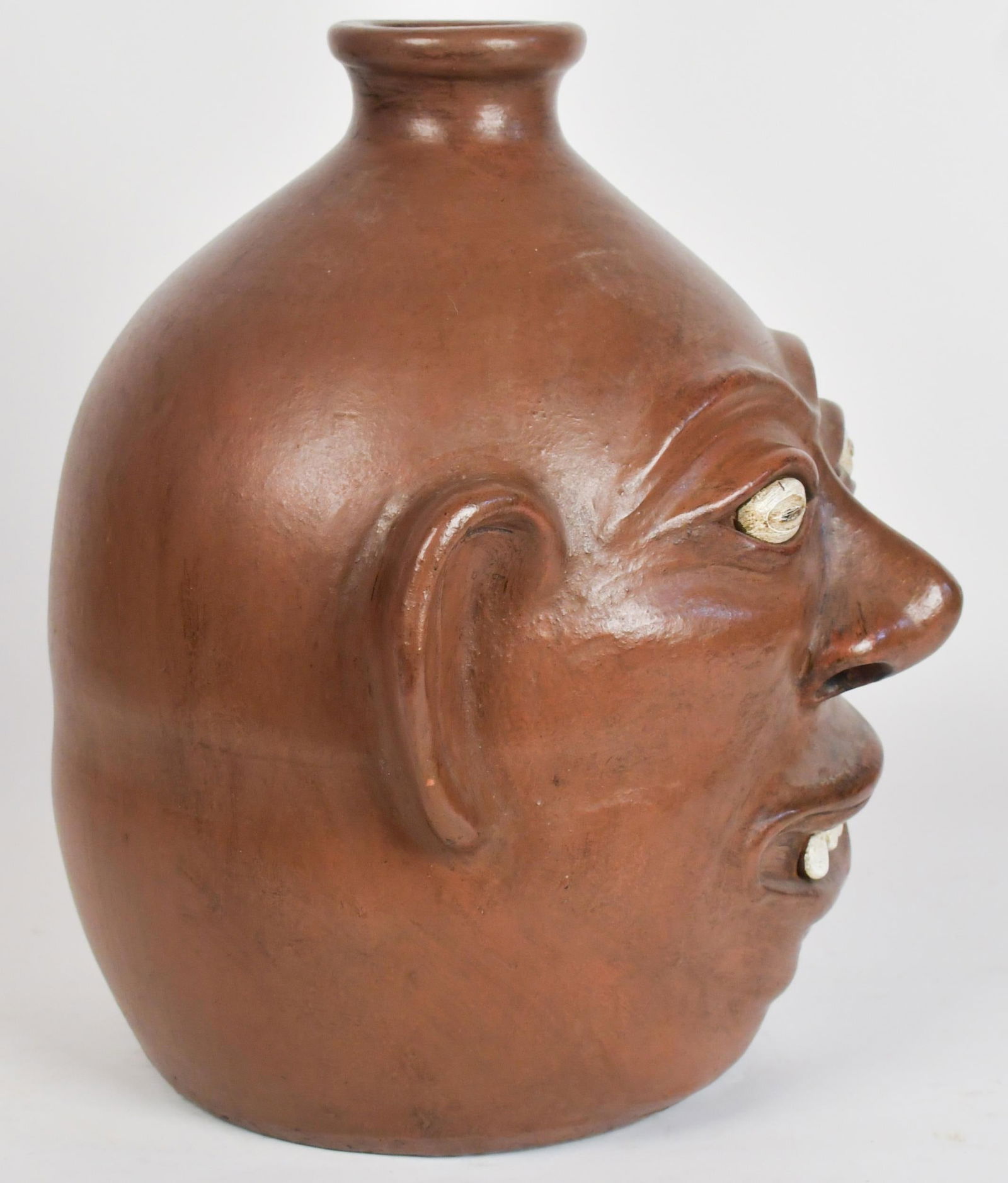 VINTAGE REDWARE GROTESQUE FACE JUG. - 6