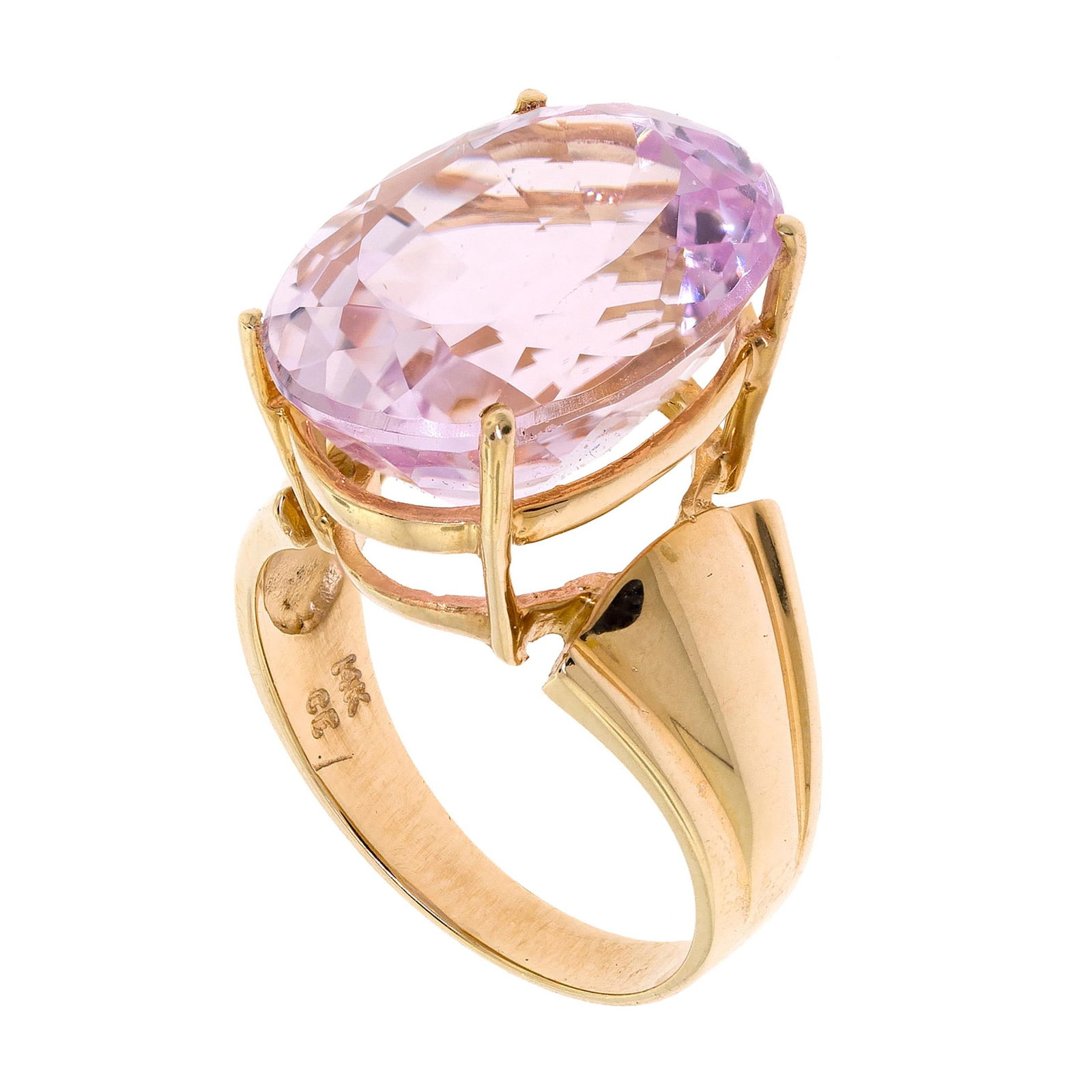 14K GOLD 12 CT. KUNZITE RING. - 2