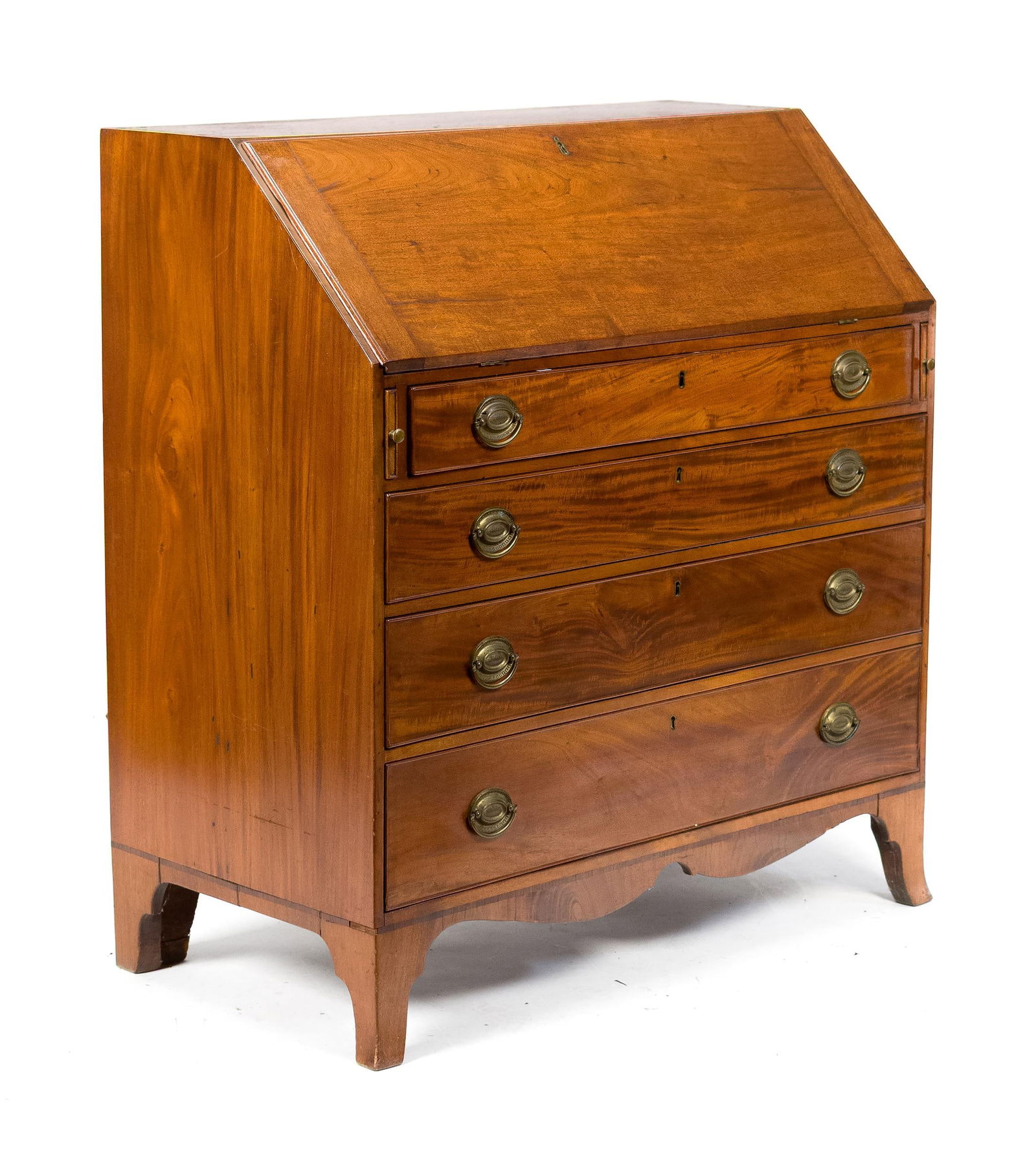 FINE FEDERAL MA MAHOGANY SLANT LID DESK. (1 of 4)