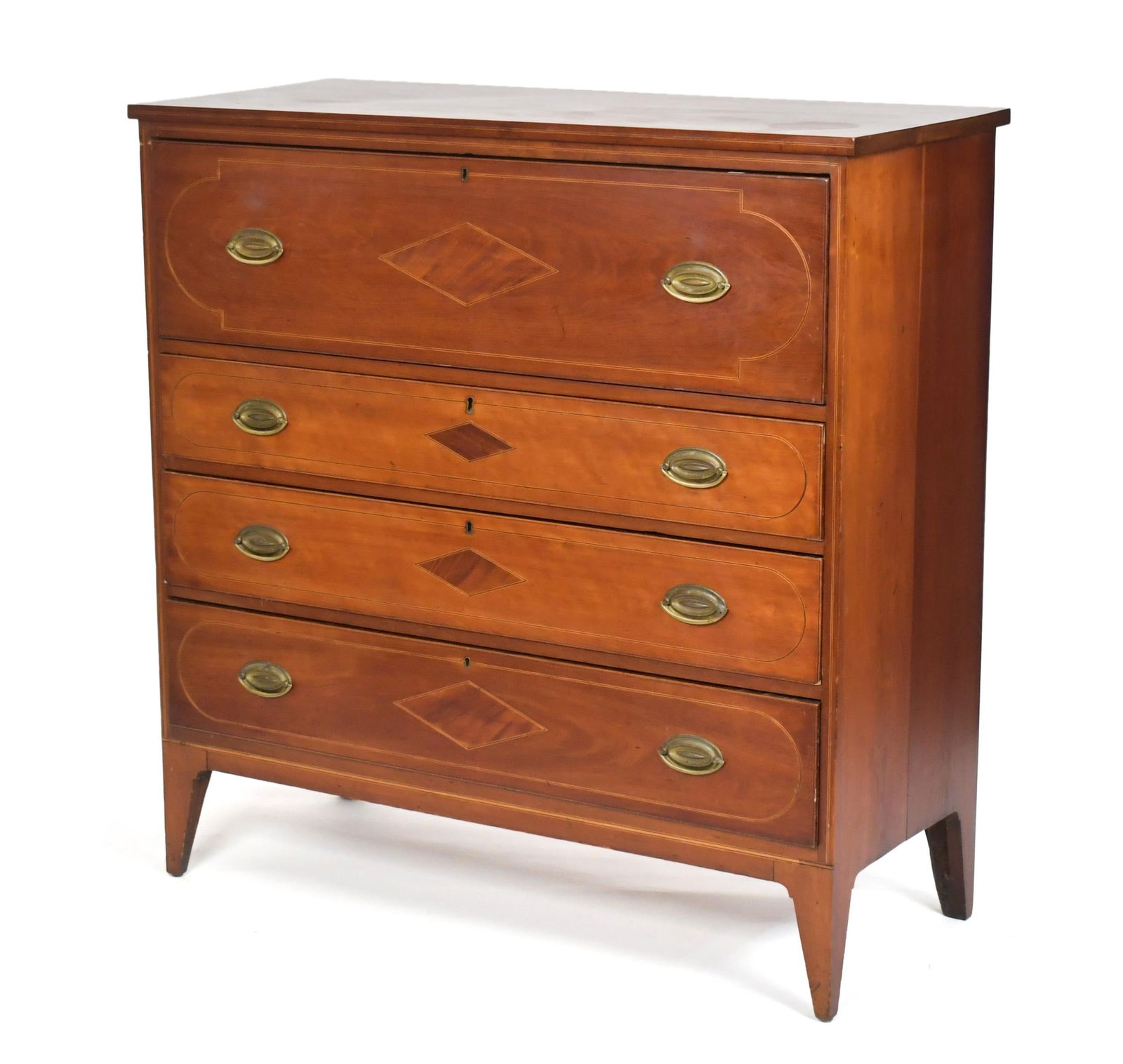 19TH C. INLAID CT FEDERAL CHERRY CHEST. (1 of 16)