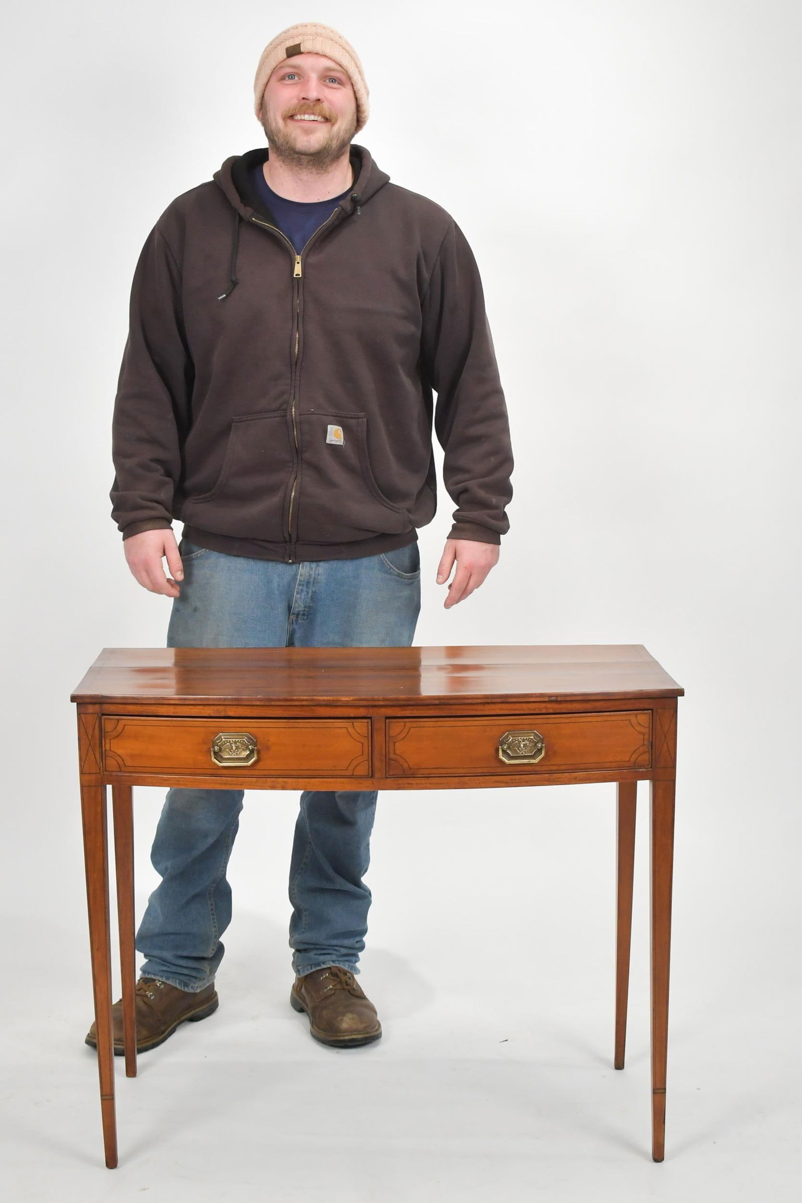 FEDERAL INLAID TWO DRAWER BOW FRONT SERVER. - 12