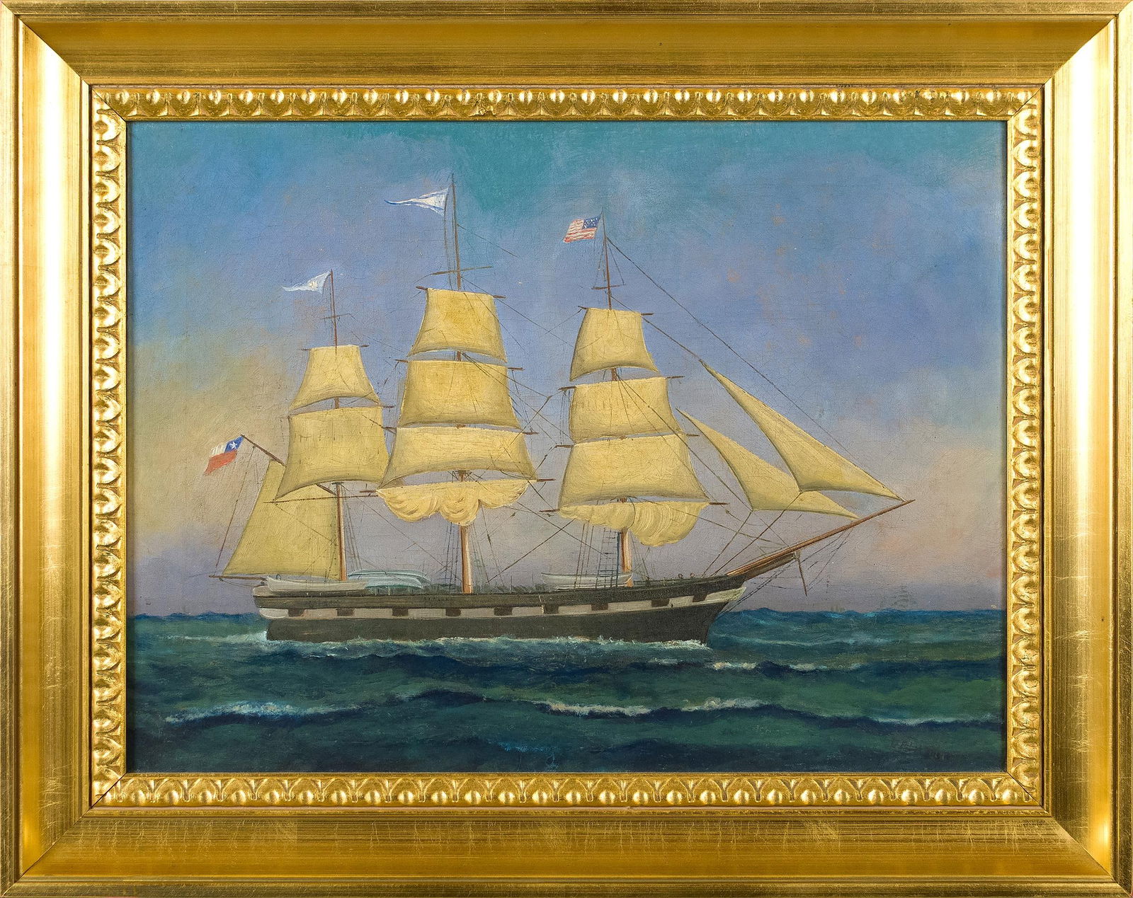 19TH C. AMERICAN SCHOOL MARINE OIL. (1 of 12)